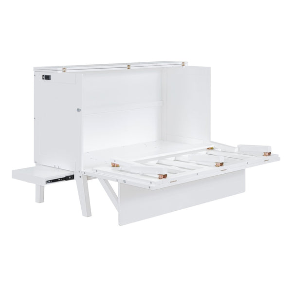 HomeRoots White Wood Queen Murphy Bed – Space-Saving Elegance for Multifunctional Rooms & Stylish Comfort 602154