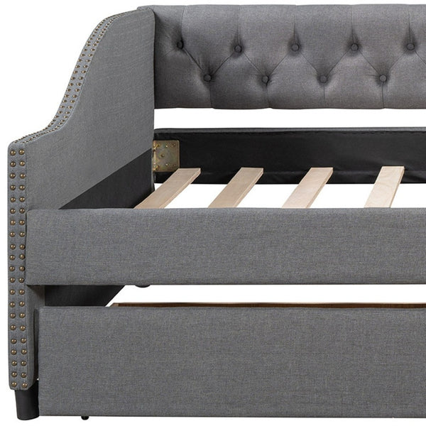 HomeRoots Gray Upholstered Full Bed Frame with Storage Drawers – Stylish Comfort and Functionality Combined! 602156