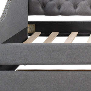 HomeRoots Gray Upholstered Full Bed Frame with Storage Drawers – Stylish Comfort and Functionality Combined! 602156