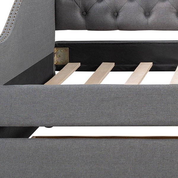 HomeRoots Gray Upholstered Full Bed Frame with Storage Drawers – Stylish Comfort and Functionality Combined! 602156