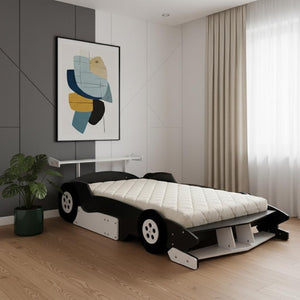 HomeRoots Black Wood Full Bed Frame - Modern Design with Elevated Profile, Support Slats & Stylish Finish 602157