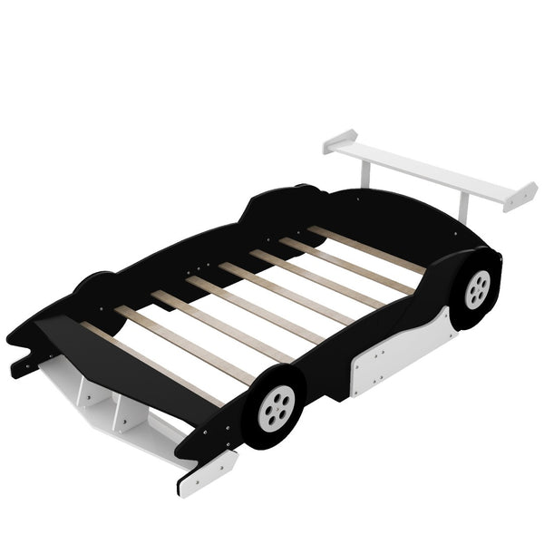 HomeRoots Black Wood Full Bed Frame - Modern Design with Elevated Profile, Support Slats & Stylish Finish 602157