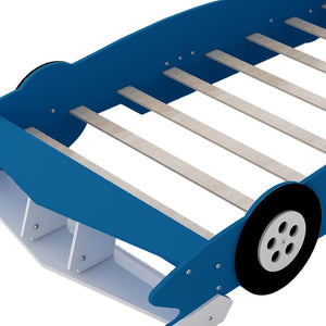 HomeRoots Blue Wood Full Bed Frame – Stylish, Durable Design with Integrated Headboard & Storage-Friendly Features 602158