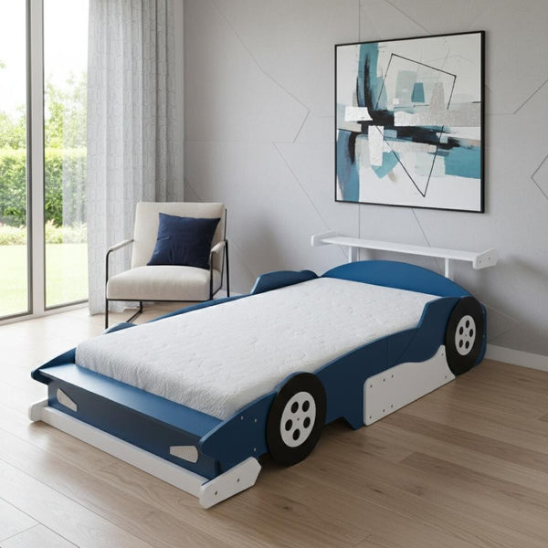 HomeRoots Blue Wood Full Bed Frame – Stylish, Durable Design with Integrated Headboard & Storage-Friendly Features 602158