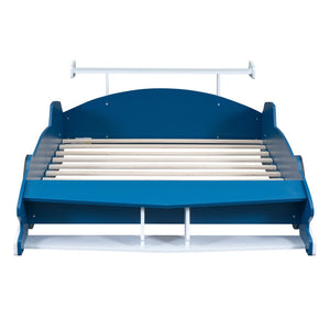 HomeRoots Blue Wood Full Bed Frame – Stylish, Durable Design with Integrated Headboard & Storage-Friendly Features 602158