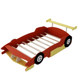 HomeRoots Red Wood Full Bed Frame - Stylish Platform Design with Integrated Headboard & Sturdy Support Slats 602159