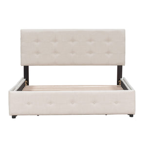 HomeRoots Beige Linen Upholstered Queen Bed Frame with Drawers – Stylish, Durable Storage & Comfort Design 602161