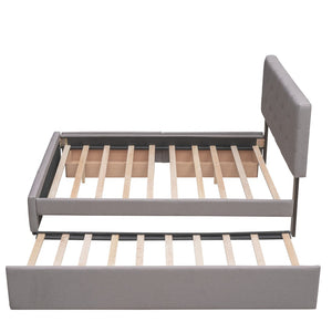 HomeRoots Light Gray Linen Upholstered Queen Bed Frame with Storage Drawers for Modern Bedroom Elegance 602167