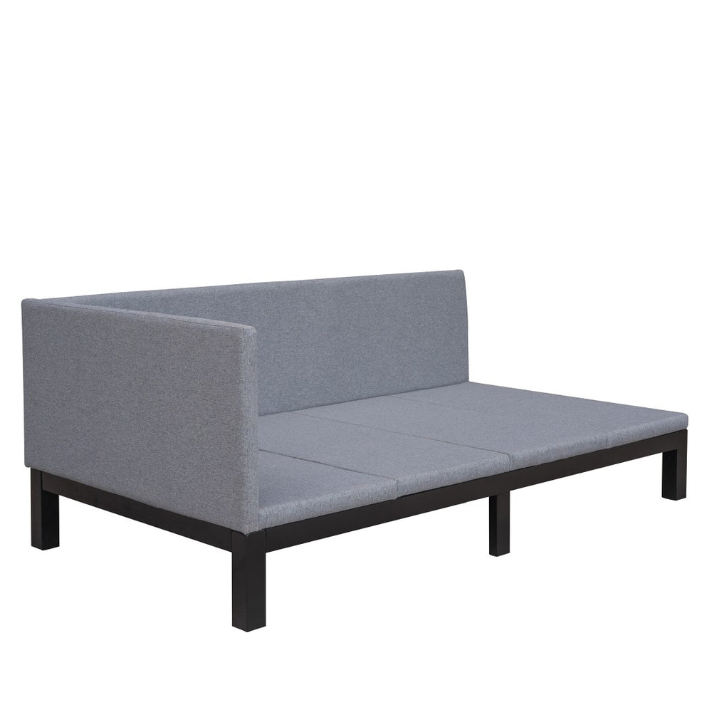 HomeRoots Gray Tufted Linen Day Bed - Stylish Twin Sofa for Versatile Seating, Cozy Sleep & Elegant Decor 602168