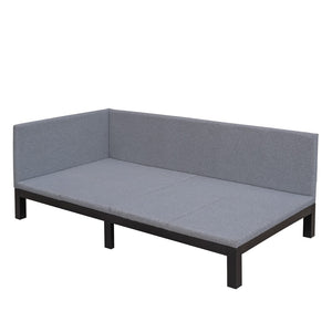 HomeRoots Gray Tufted Linen Day Bed - Stylish Twin Sofa for Versatile Seating, Cozy Sleep & Elegant Decor 602168