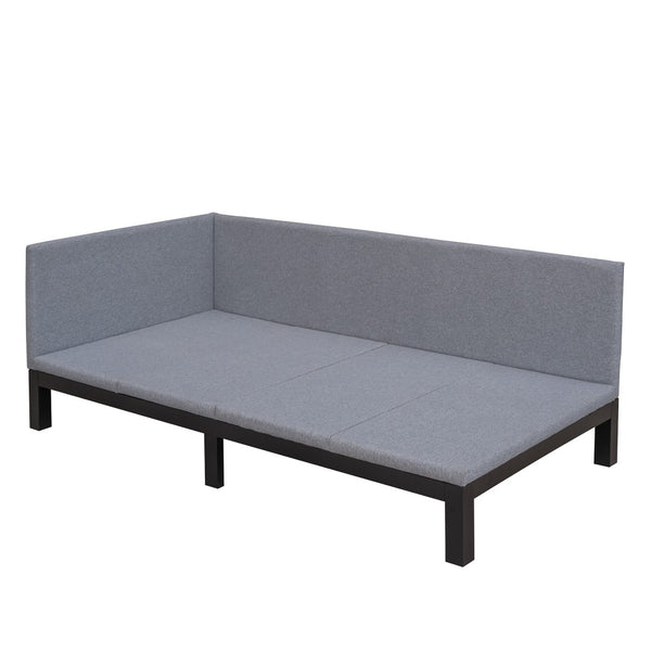HomeRoots Gray Tufted Linen Day Bed - Stylish Twin Sofa for Versatile Seating, Cozy Sleep & Elegant Decor 602168