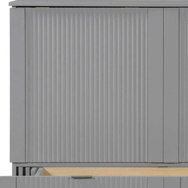 HomeRoots Gray Wood Murphy Bed with Built-In Storage - Stylish, Space-Saving Design for Versatile Living Spaces 602169