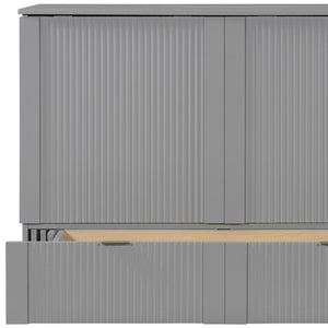 HomeRoots Gray Wood Murphy Bed with Built-In Storage - Stylish, Space-Saving Design for Versatile Living Spaces 602169