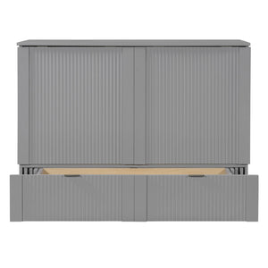 HomeRoots Gray Wood Murphy Bed with Built-In Storage - Stylish, Space-Saving Design for Versatile Living Spaces 602169
