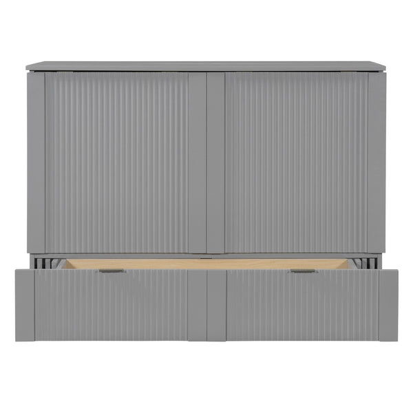 HomeRoots Gray Wood Murphy Bed with Built-In Storage - Stylish, Space-Saving Design for Versatile Living Spaces 602169
