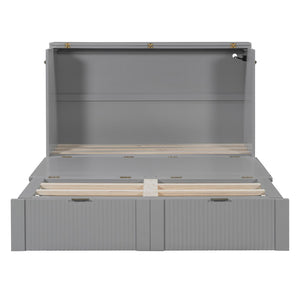 HomeRoots Gray Wood Murphy Bed with Built-In Storage - Stylish, Space-Saving Design for Versatile Living Spaces 602169