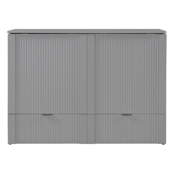 HomeRoots Gray Wood Murphy Bed with Built-In Storage - Stylish, Space-Saving Design for Versatile Living Spaces 602169