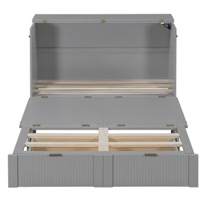 HomeRoots Gray Wood Murphy Bed with Built-In Storage - Stylish, Space-Saving Design for Versatile Living Spaces 602169