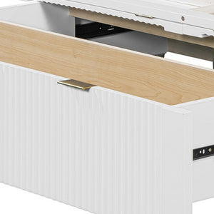 HomeRoots White Wood Full Murphy Bed: Elegant Space-Saving Design with Storage, Durable Construction & Style 602170