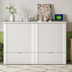HomeRoots White Wood Full Murphy Bed: Elegant Space-Saving Design with Storage, Durable Construction & Style 602170
