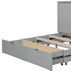 HomeRoots Gray Wood Queen Murphy Bed - Space-Saving Stylish Design with Storage for Modern Multi-Purpose Rooms 602171