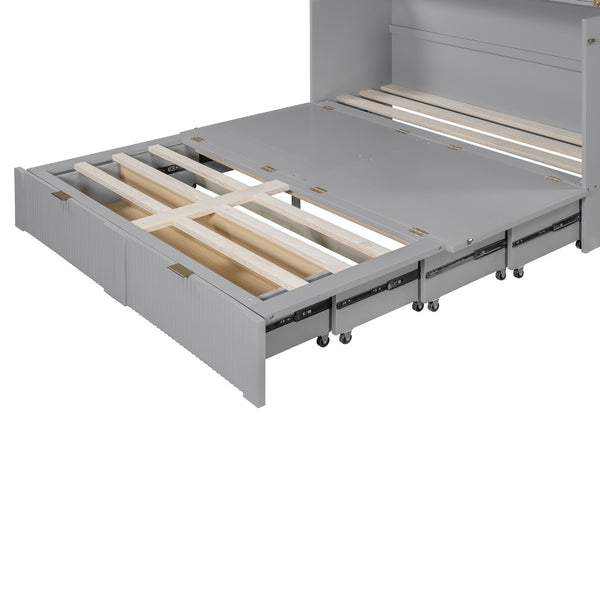 HomeRoots Gray Wood Queen Murphy Bed - Space-Saving Stylish Design with Storage for Modern Multi-Purpose Rooms 602171