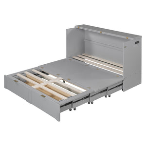HomeRoots Gray Wood Queen Murphy Bed - Space-Saving Stylish Design with Storage for Modern Multi-Purpose Rooms 602171