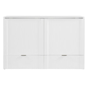 HomeRoots White Wood Queen Murphy Bed – Elegant Space-Saving Design with Built-In Storage for Ultimate Comfort 602172