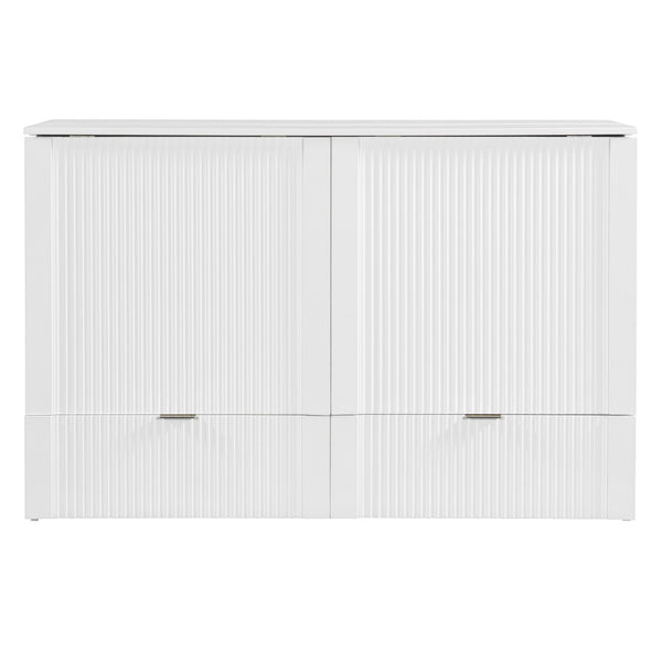 HomeRoots White Wood Queen Murphy Bed – Elegant Space-Saving Design with Built-In Storage for Ultimate Comfort 602172