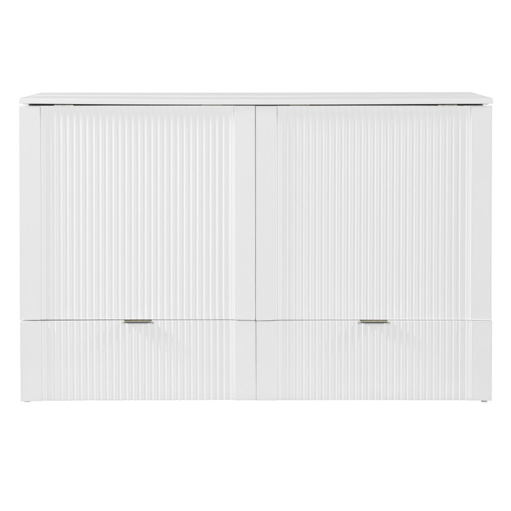 HomeRoots White Wood Queen Murphy Bed – Elegant Space-Saving Design with Built-In Storage for Ultimate Comfort 602172