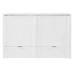 HomeRoots White Wood Queen Murphy Bed – Elegant Space-Saving Design with Built-In Storage for Ultimate Comfort 602172