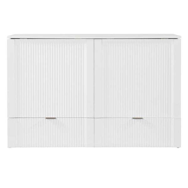 HomeRoots White Wood Queen Murphy Bed – Elegant Space-Saving Design with Built-In Storage for Ultimate Comfort 602172