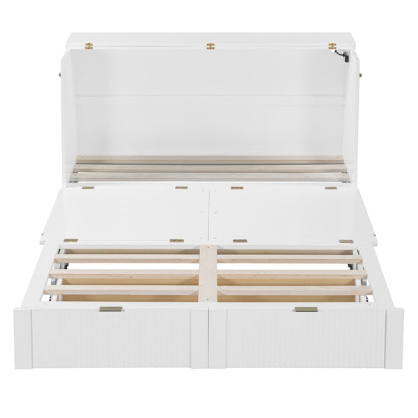 HomeRoots White Wood Queen Murphy Bed – Elegant Space-Saving Design with Built-In Storage for Ultimate Comfort 602172