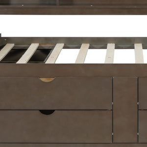 HomeRoots Brown Wood Full Bed Frame with Storage Drawers - Sturdy Platform Design for Organized Bedrooms! 602173