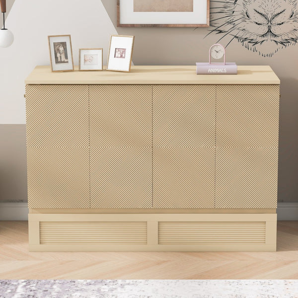 HomeRoots Gold Wood Full Murphy Bed - Elegant Space-Saving Solution with Durable Frame and Comfort Support 602174