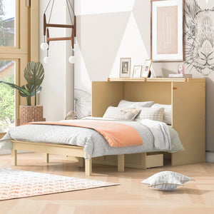 HomeRoots Gold Wood Full Murphy Bed - Elegant Space-Saving Solution with Durable Frame and Comfort Support 602174