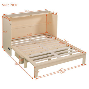 HomeRoots Gold Wood Full Murphy Bed - Elegant Space-Saving Solution with Durable Frame and Comfort Support 602174