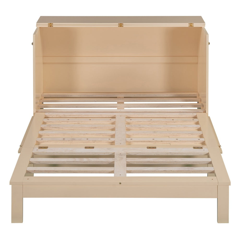 HomeRoots Gold Wood Full Murphy Bed - Elegant Space-Saving Solution with Durable Frame and Comfort Support 602174