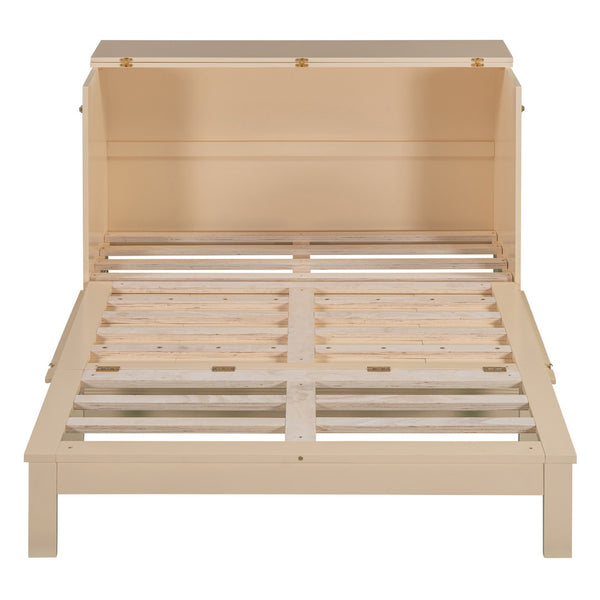 HomeRoots Gold Wood Full Murphy Bed - Elegant Space-Saving Solution with Durable Frame and Comfort Support 602174