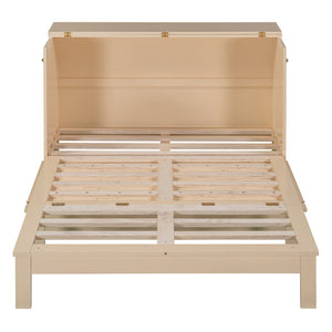 HomeRoots Gold Wood Full Murphy Bed - Elegant Space-Saving Solution with Durable Frame and Comfort Support 602174