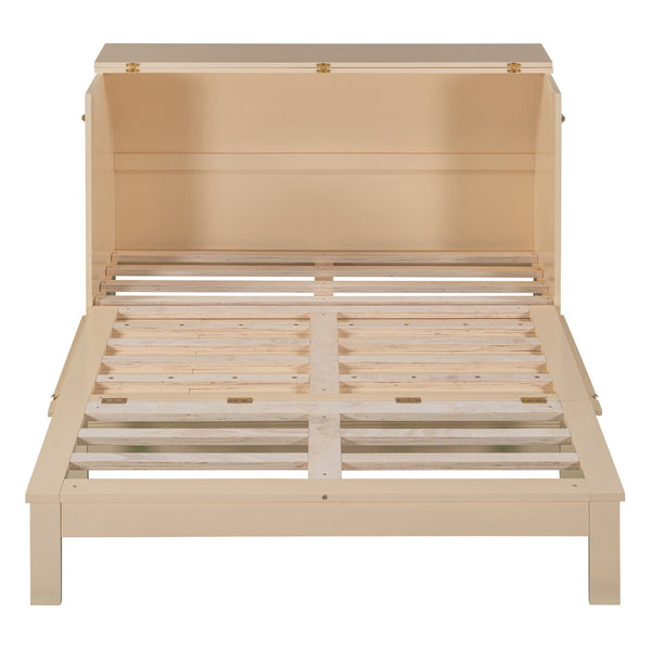 HomeRoots Gold Wood Full Murphy Bed - Elegant Space-Saving Solution with Durable Frame and Comfort Support 602174