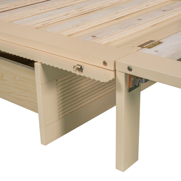 HomeRoots Gold Wood Queen Murphy Bed – Stylish Space-Saving Design with USB Port & Built-in Storage Drawer 602175
