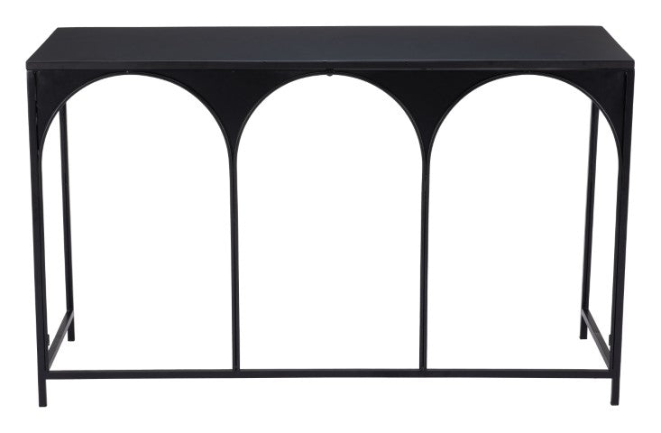 Homeroots 50" Black Steel Frame Console Table - Stylish Entryway Furniture With Durable Three Arch Design   602176