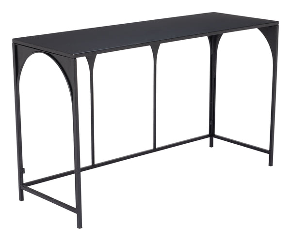Homeroots 50" Black Steel Frame Console Table - Stylish Entryway Furniture With Durable Three Arch Design   602176