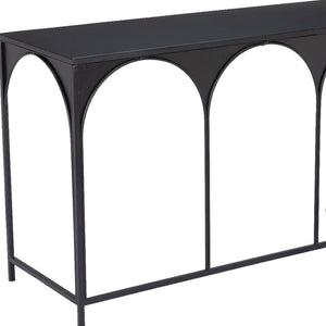 Homeroots 50" Black Steel Frame Console Table - Stylish Entryway Furniture With Durable Three Arch Design   602176