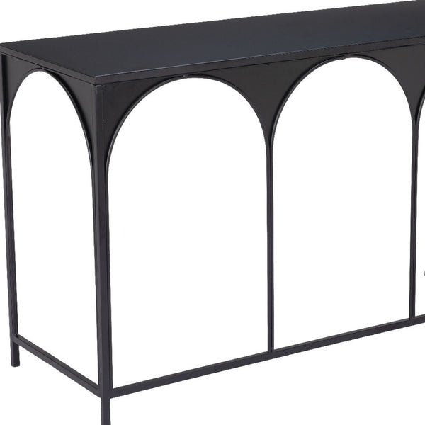 Homeroots 50" Black Steel Frame Console Table - Stylish Entryway Furniture With Durable Three Arch Design   602176