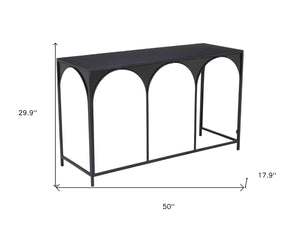 Homeroots 50" Black Steel Frame Console Table - Stylish Entryway Furniture With Durable Three Arch Design   602176