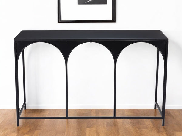 Homeroots 50" Black Steel Frame Console Table - Stylish Entryway Furniture With Durable Three Arch Design   602176