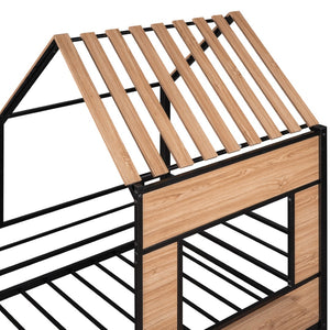 HomeRoots Black Twin Loft Bed - Stylish Solid Wood & Metal Frame with Under-Bed Space for Study & Storage 602179
