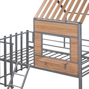 HomeRoots Silver Twin Loft Bed with Durable Wood and Metal Frame – Space-Saving Design for Stylish Bedrooms 602181